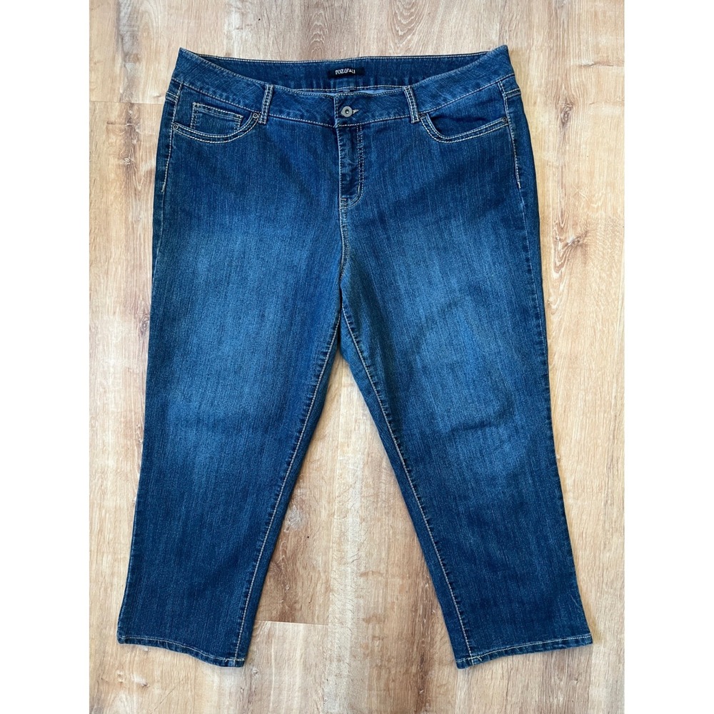 Roz & Ali Womens Size 20 Denim Cropped Jeans‎ Embroidered Pockets 41x26